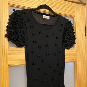 RED VALENTINO black short sleeve knee length dress
